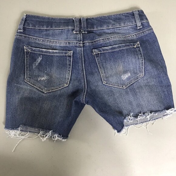 Mossimo Women's Distressed Cutoff Denim Shorts Size 3 Frayed Hem 28x5 Low Rise - Picture 3 of 10